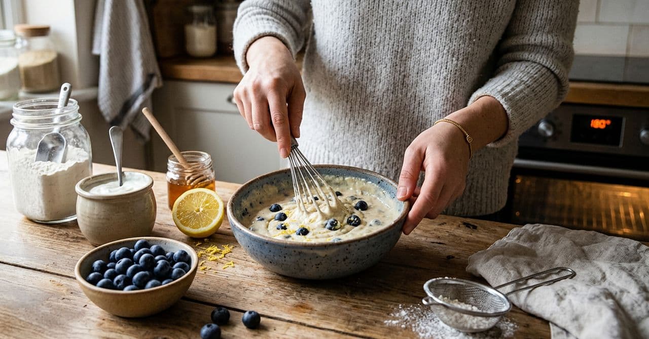 Baked blueberry protein pancakes 
