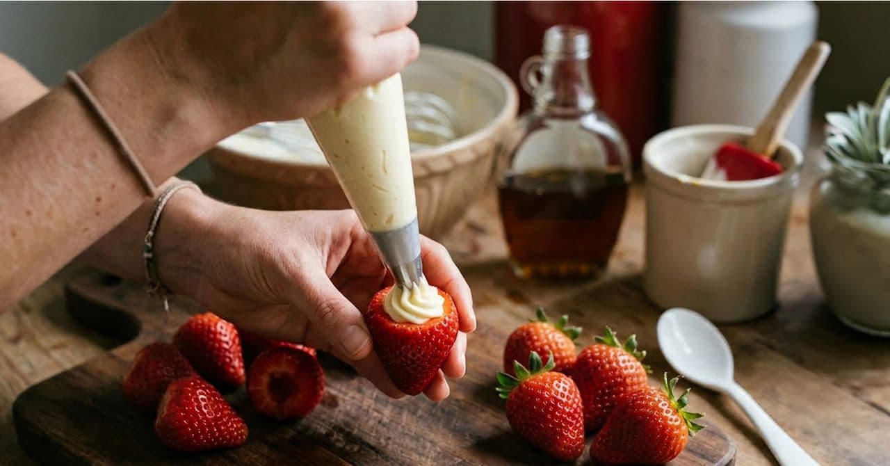 Protein cheesecake stuffed strawberries