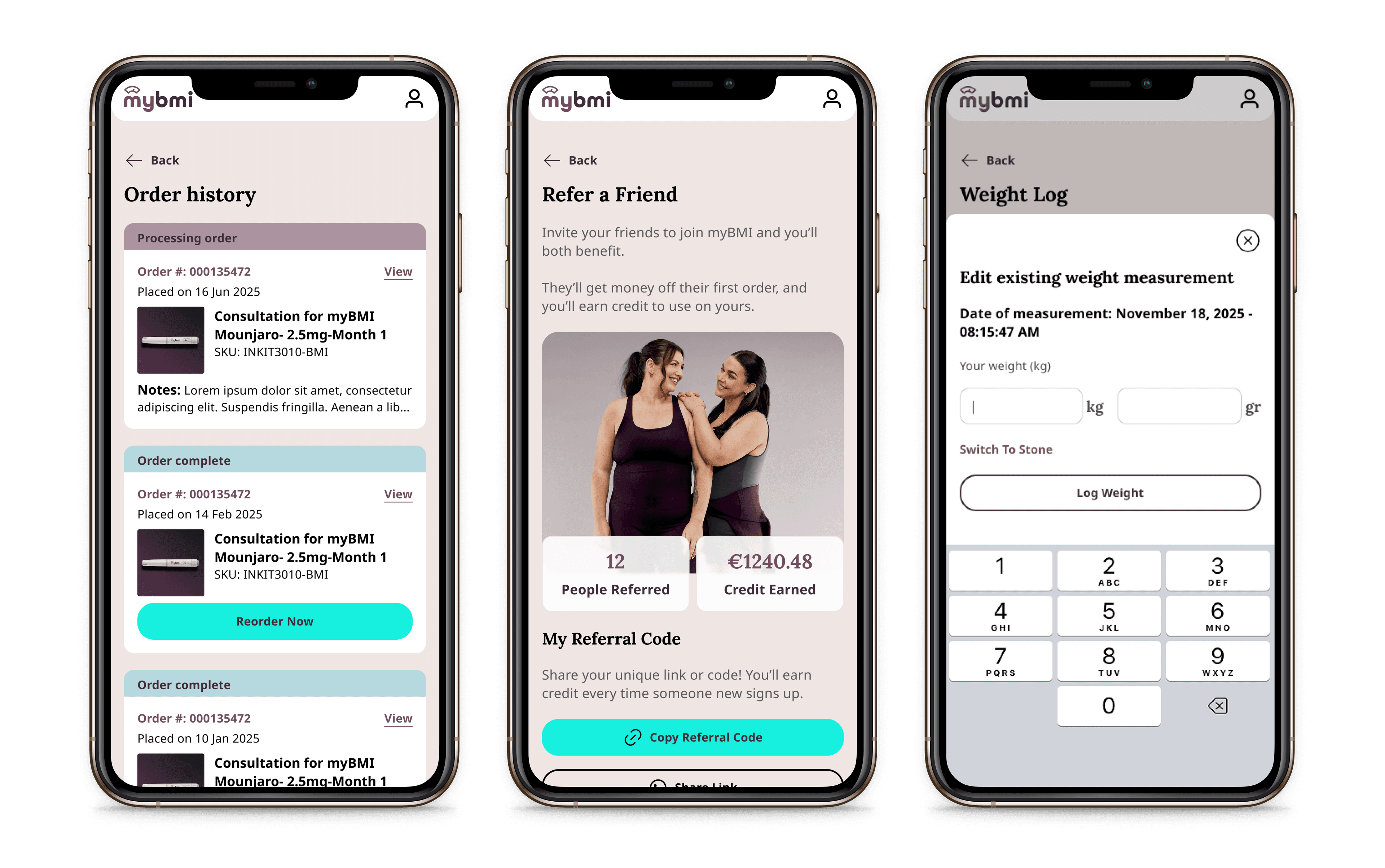 How the myBMI app supports your weight loss journey via your account and tracking tools
