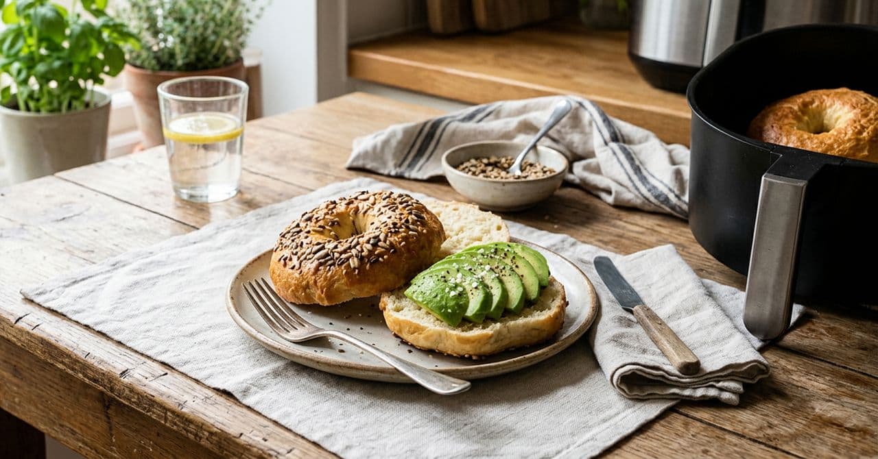2 ingredient bagels with avocado