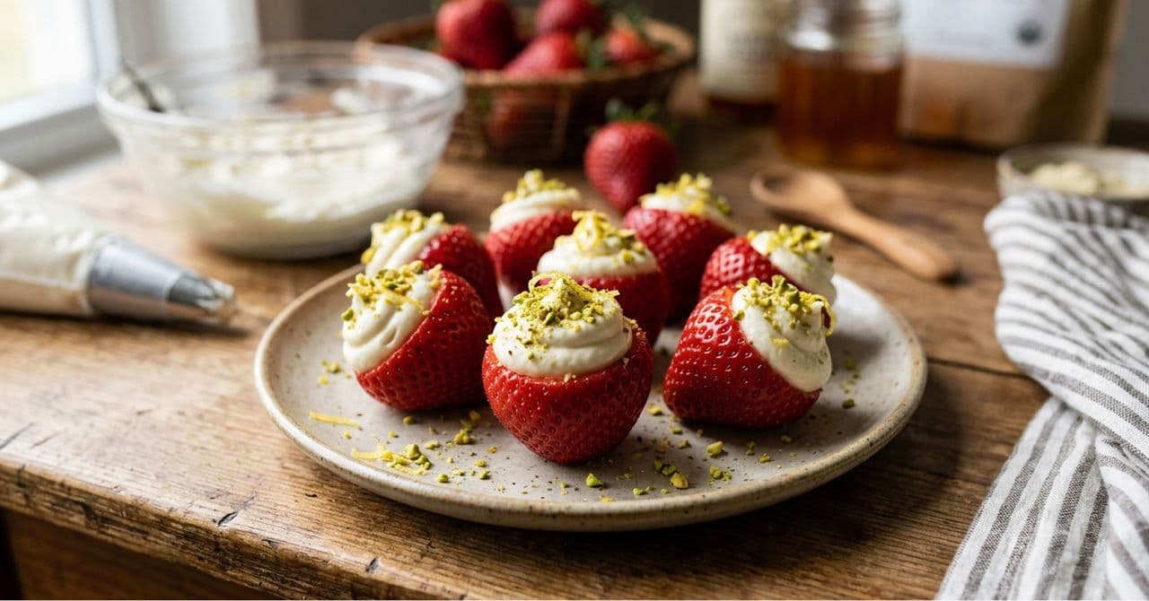 Protein cheesecake stuffed strawberries