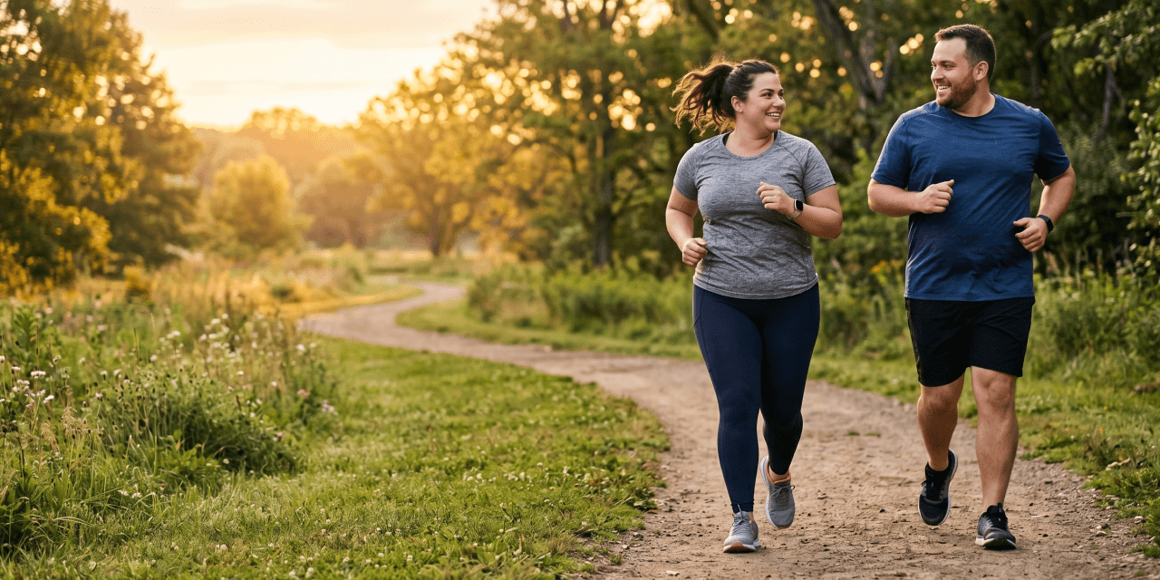 two people on a run in nature