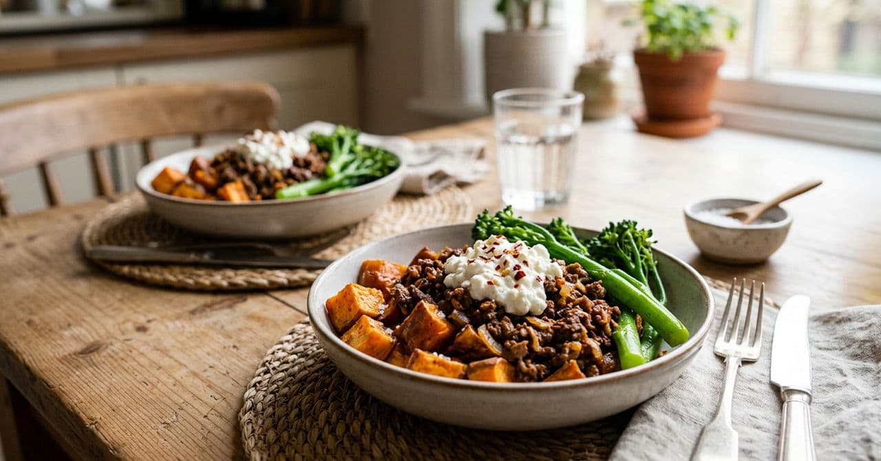 Sweet potato beef bowl