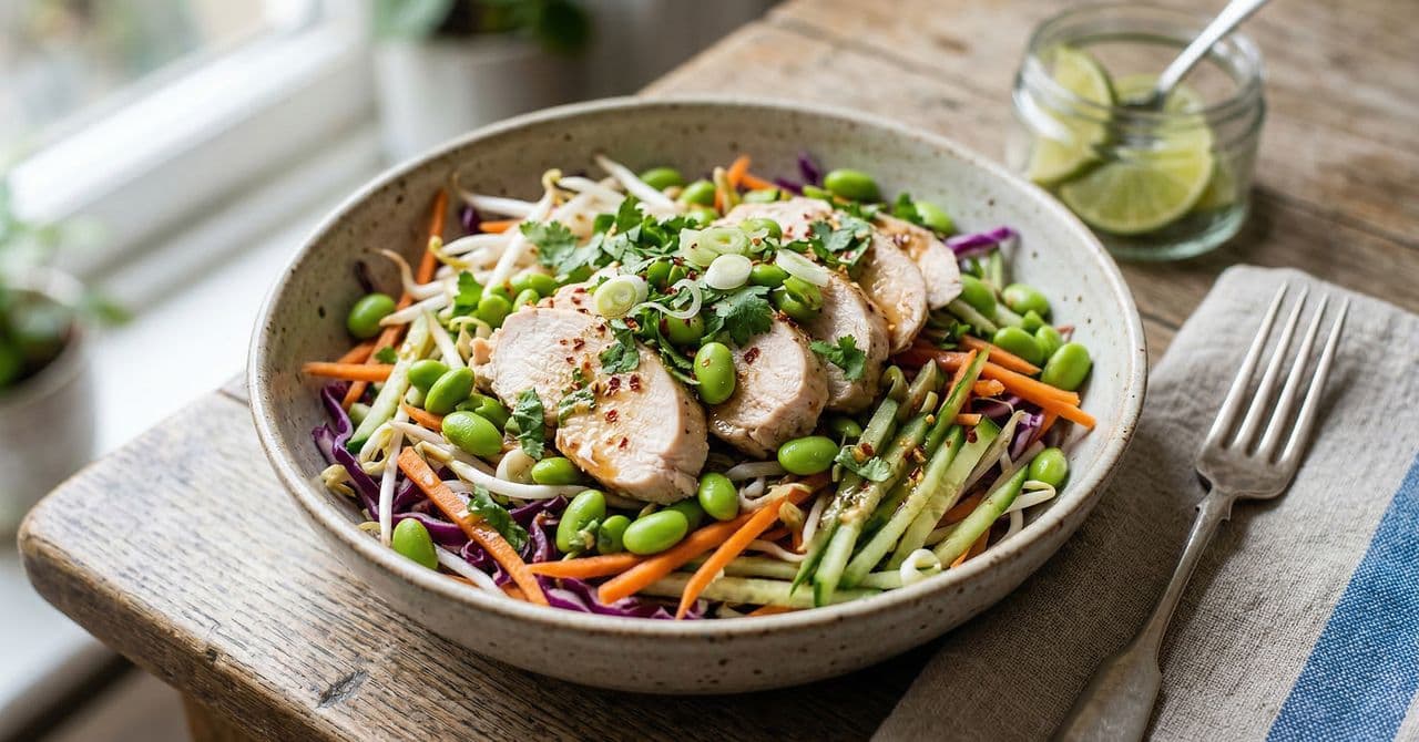 A bowl of thai style chicken
