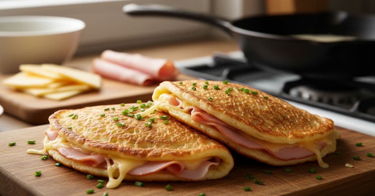 Savoury ham and cheese pancakes