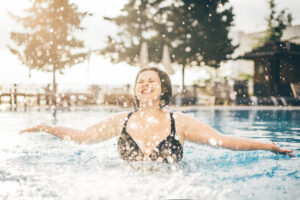 woman splashing in water